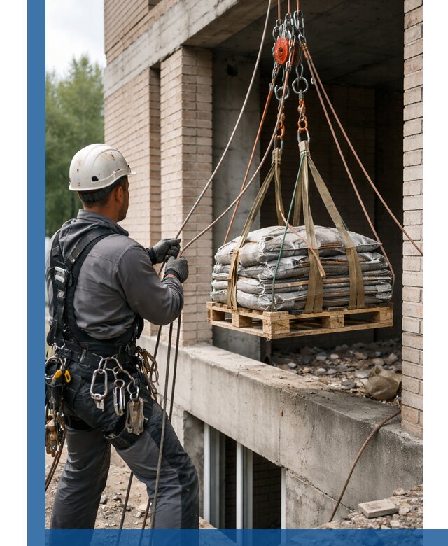 Подъем материалов на этаж веревками в Канске оперативно