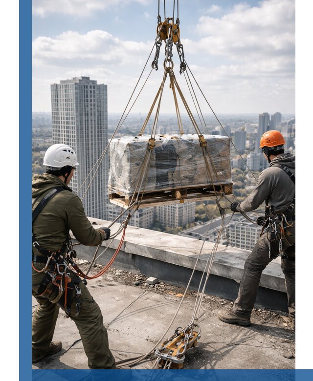 Подъем и монтаж крупногабаритных грузов на крышу в Канске