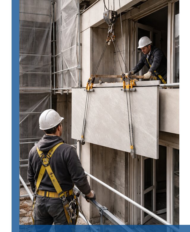 Подъем керамогранита на этаж в Канске грузчиками и техникой