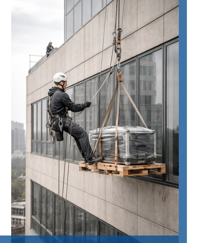 Спуск груза по фасаду в Канске от 3825 р. | ВЫСОТНИК-Кнс