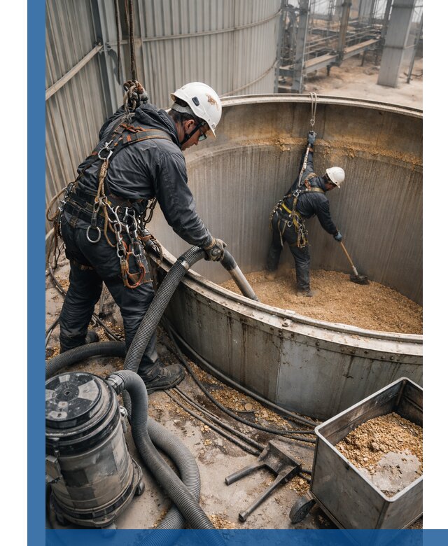 Профессиональная чистка зерновых бункеров в Канске с выездом