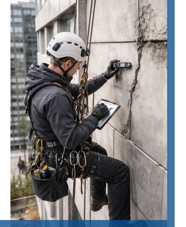 Обследование фасада альпинистами в Канске от 131 р. | ВЫСОТНИК-Кнс