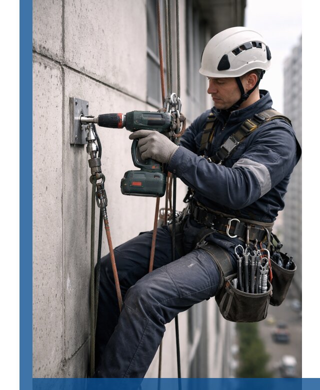 Установка анкерных точек для высотных работ в Канске