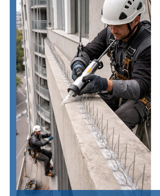 Установка шипов от птиц на фасадах и кровлях в Канске